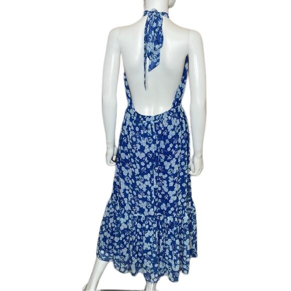 Chelsea28 Womens Floral Print Halter Neck Maxi Dress Blue Surf Aster Floral Sz M - Picture 4 of 5